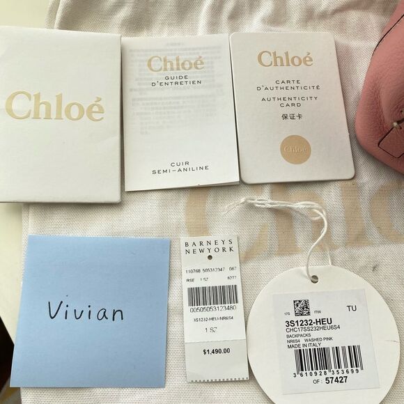 Authentic Chloe Faye Mini Leather/Suede Backpack, Washed Pink main image 10